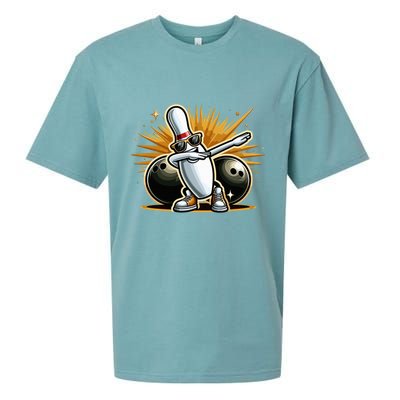 Bowling Pin Dabbing Sunglasses Bowler Player Sueded Cloud Jersey T-Shirt