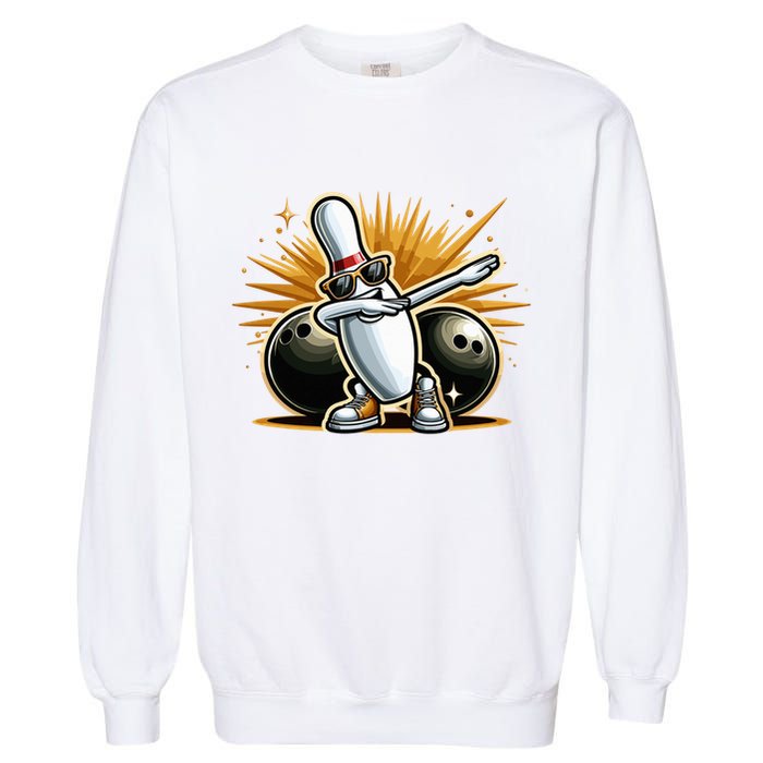 Bowling Pin Dabbing Sunglasses Bowler Player Garment-Dyed Sweatshirt