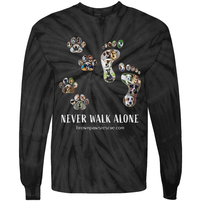 Brown Paws Dog Rescue funny animal lover Tie-Dye Long Sleeve Shirt