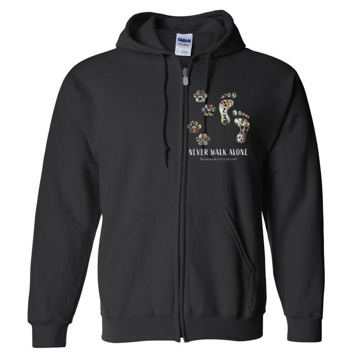 Brown Paws Dog Rescue funny animal lover Full Zip Hoodie