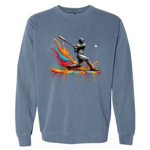 Baseball Player Drip Baseball Baseball Lover Cute Gift Garment-Dyed Sweatshirt