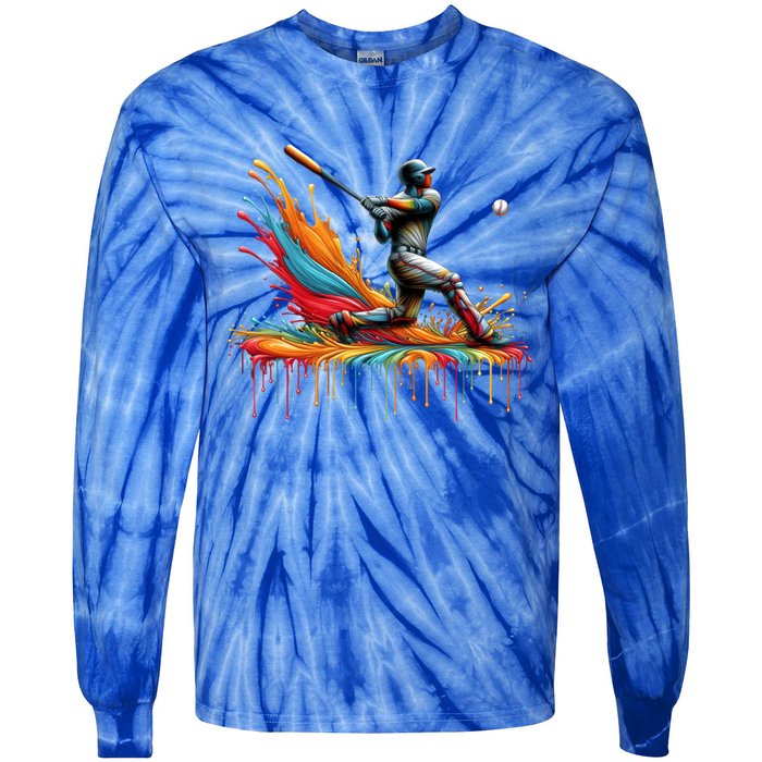 Baseball Player Drip Baseball Baseball Lover Cute Gift Tie-Dye Long Sleeve Shirt