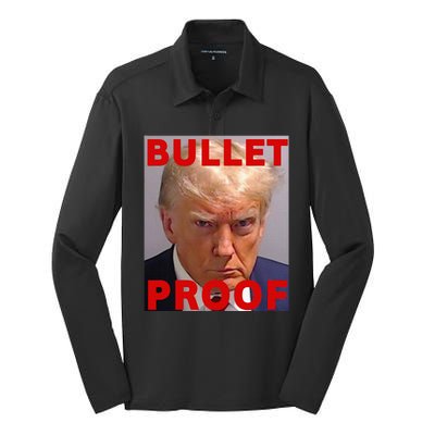 Bullet Proof Donald Trump 2024 Fight Fight Fight Trump Rally Silk Touch Performance Long Sleeve Polo