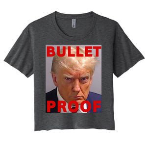 Bullet Proof Donald Trump 2024 Fight Fight Fight Trump Rally Women's Crop Top Tee