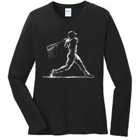 Baseball Player Drip Ladies Long Sleeve Shirt