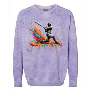 Baseball Player Drip Baseball Baseball Lover Cute Gift Colorblast Crewneck Sweatshirt