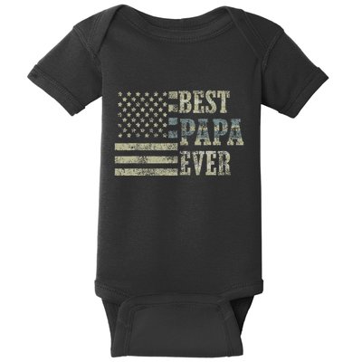 Best Papa Ever American Flag Usa Flag Baby Bodysuit