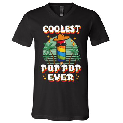 Best Pop Ever Pop Pop Popsicle PopPop Coolest Pop It V-Neck T-Shirt