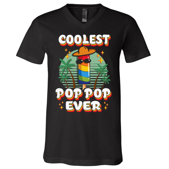 Best Pop Ever Pop Pop Popsicle PopPop Coolest Pop It V-Neck T-Shirt