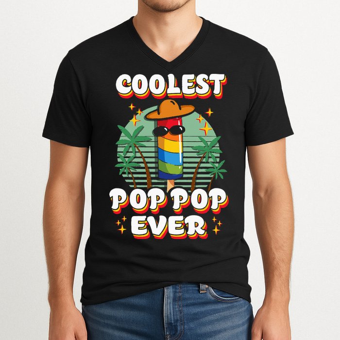 Best Pop Ever Pop Pop Popsicle PopPop Coolest Pop It V-Neck T-Shirt