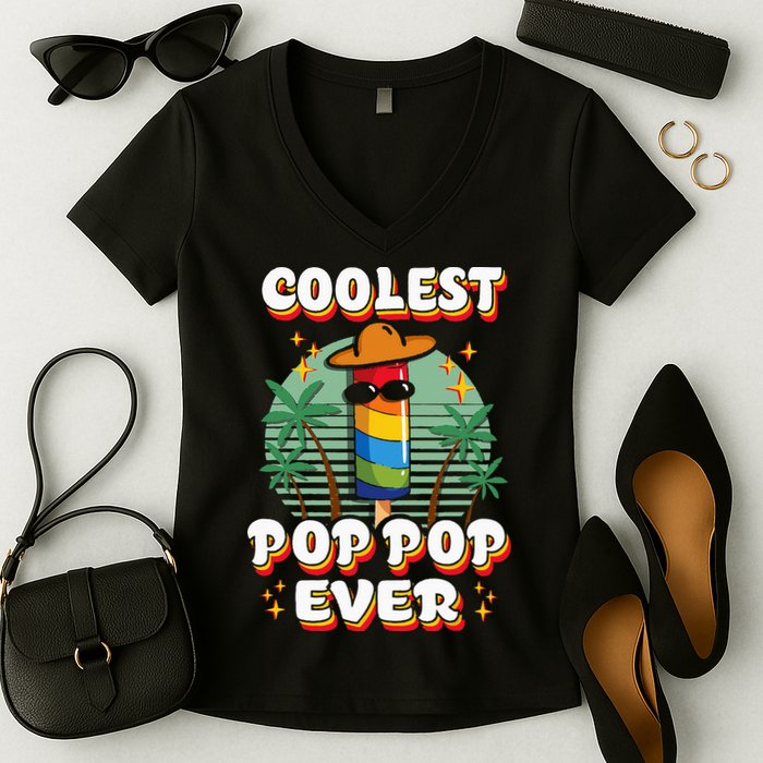 Best Pop Ever Pop Pop Popsicle PopPop Coolest Pop It Women's V-Neck T-Shirt