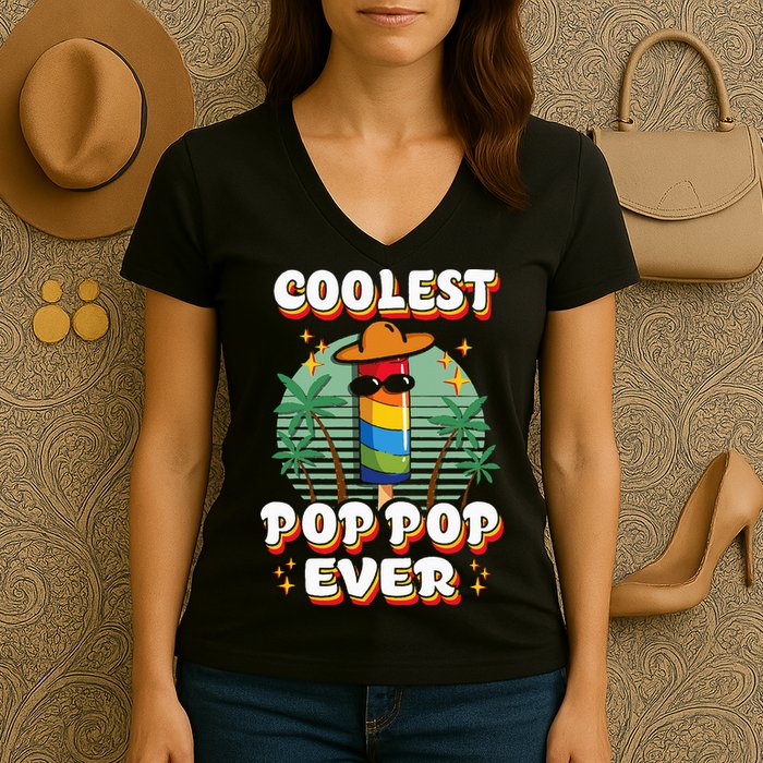Best Pop Ever Pop Pop Popsicle PopPop Coolest Pop It Women's V-Neck T-Shirt