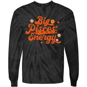 Big Pisces Energy Groovy Zodiac Sign Astrology Horoscope Tie-Dye Long Sleeve Shirt