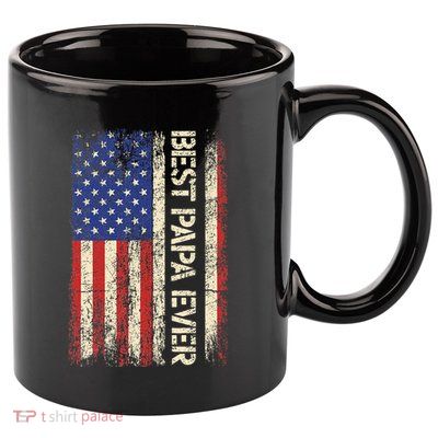 Best Papa Ever US American Flag Gifts For Father's Day 11oz C Handle Ceramic Mug