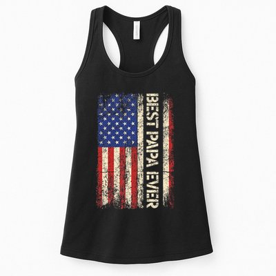 Best Papa Ever US American Flag Gifts For Father's Day Womens Tank Top