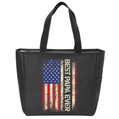 Best Papa Ever US American Flag Gifts For Father's Day Zip Tote Bag