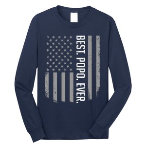 Best Popo Ever US American Flag Gifts For Father's Day Long Sleeve Shirt