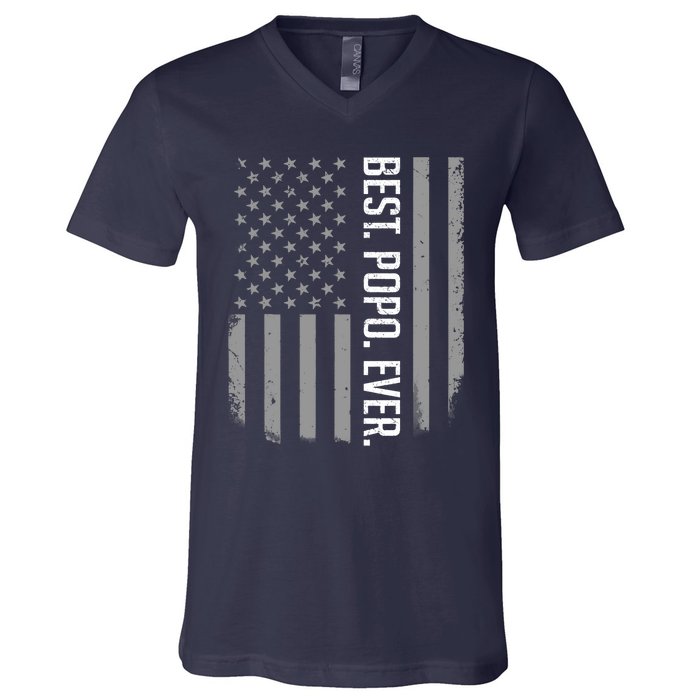 Best Popo Ever US American Flag Gifts For Father's Day V-Neck T-Shirt