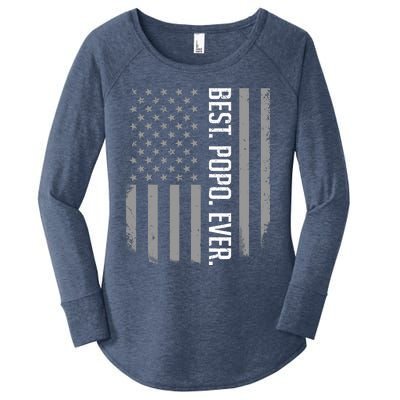 Best Popo Ever US American Flag Gifts For Father's Day Women's Perfect Tri Tunic Long Sleeve Shirt