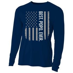 Best Popo Ever US American Flag Gifts For Father's Day Cooling Performance Long Sleeve Crew