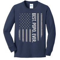 Best Popo Ever US American Flag Gifts For Father's Day Kids Long Sleeve Shirt