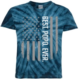 Best Popo Ever US American Flag Gifts For Father's Day Kids Tie-Dye T-Shirt