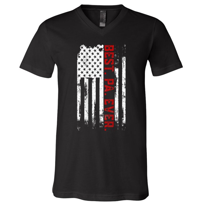 Best Pa Ever American Usa Flag Father’S Day V-Neck T-Shirt