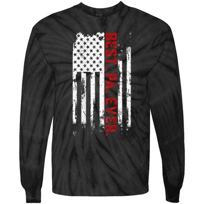 Best Pa Ever American Usa Flag Father’S Day Tie-Dye Long Sleeve Shirt