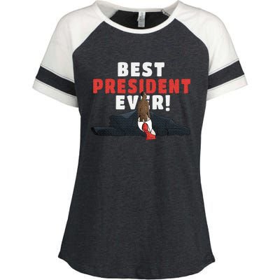 Best President Ever Enza Ladies Jersey Colorblock Tee