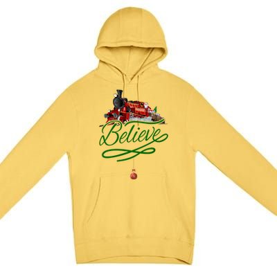 Believe Polar Express Christmas Holiday Train Premium Pullover Hoodie