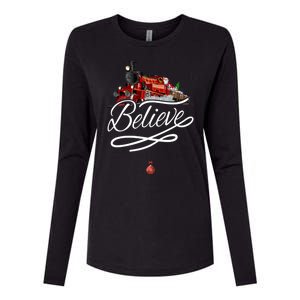 Believe Polar Express Christmas Holiday Train Womens Cotton Relaxed Long Sleeve T-Shirt