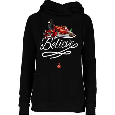 Believe Polar Express Christmas Holiday Train Womens Funnel Neck Pullover Hood