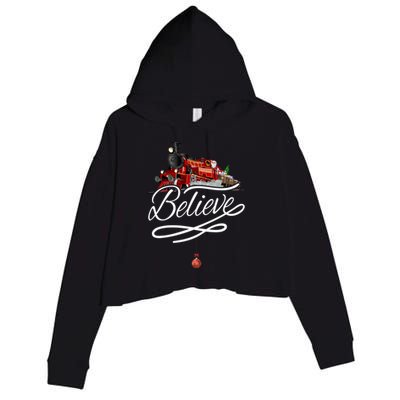 Believe Polar Express Christmas Holiday Train Crop Fleece Hoodie