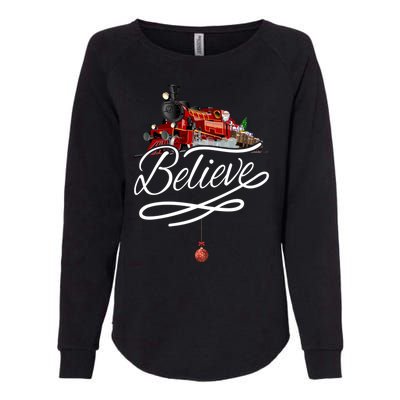 Believe Polar Express Christmas Holiday Train Womens California Wash Sweatshirt