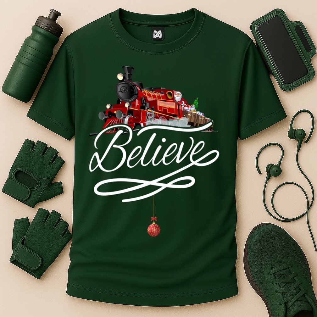 Believe Polar Express Christmas Holiday Train Cooling Performance Crew T-Shirt