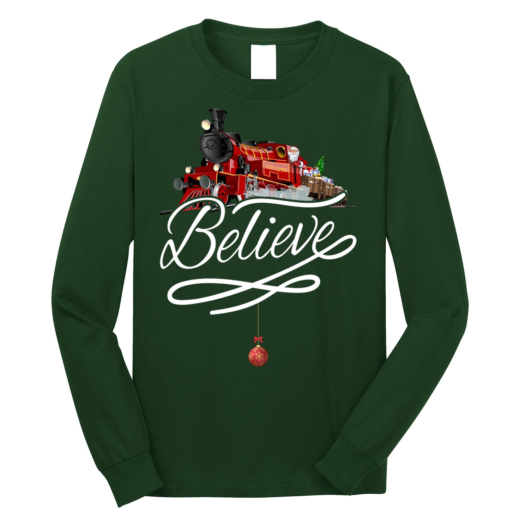 Believe Polar Express Christmas Holiday Train Long Sleeve Shirt