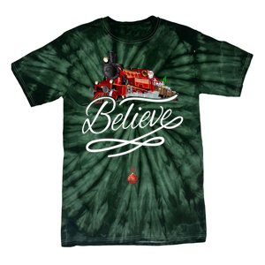 Believe Polar Express Christmas Holiday Train Tie-Dye T-Shirt