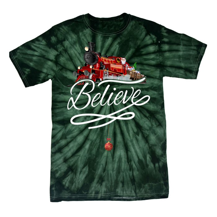 Believe Polar Express Christmas Holiday Train Tie-Dye T-Shirt