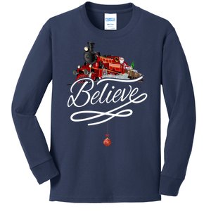 Believe Polar Express Christmas Holiday Train Kids Long Sleeve Shirt