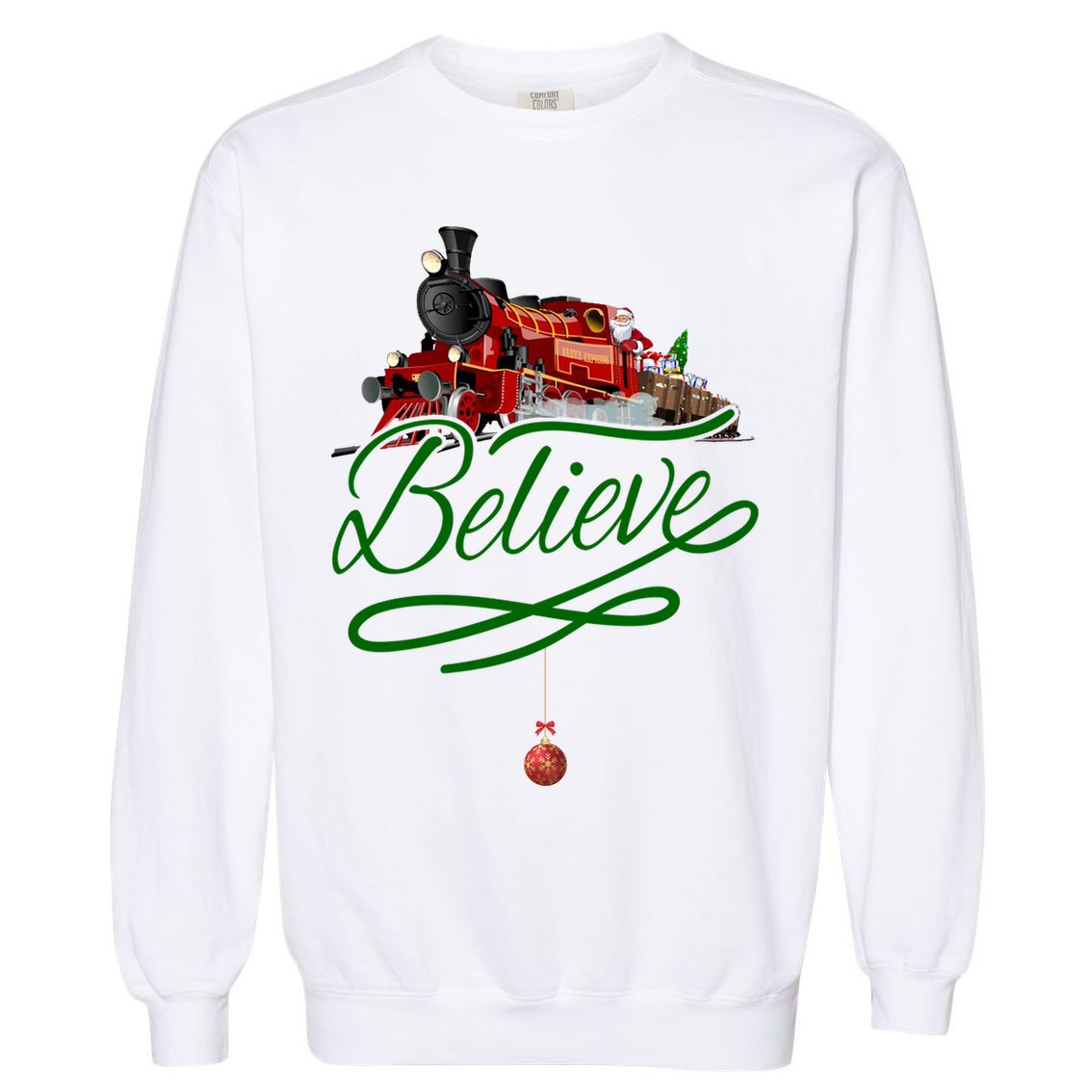 Believe Polar Express Christmas Holiday Train Garment-Dyed Sweatshirt