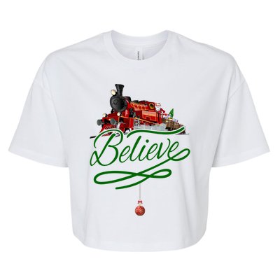 Believe Polar Express Christmas Holiday Train Bella+Canvas Jersey Crop Tee