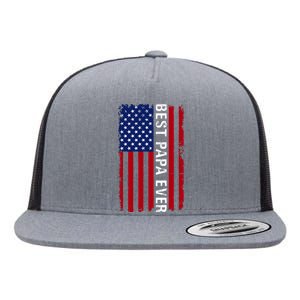 Best Papa Ever USA Flag Dad Gifts Flat Bill Trucker Hat