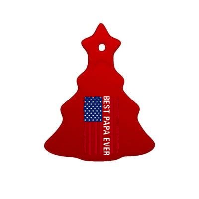 Best Papa Ever USA Flag Dad Gifts Ceramic Tree Ornament