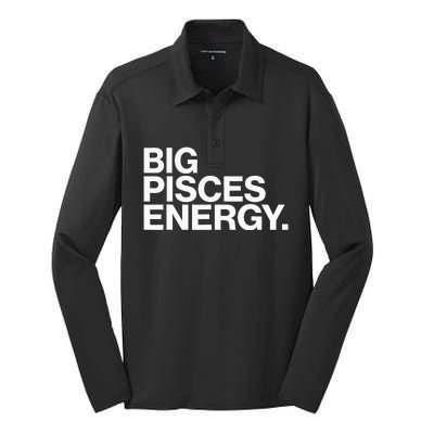 Big Pisces Energy Zodiac Sign Birthday Silk Touch Performance Long Sleeve Polo