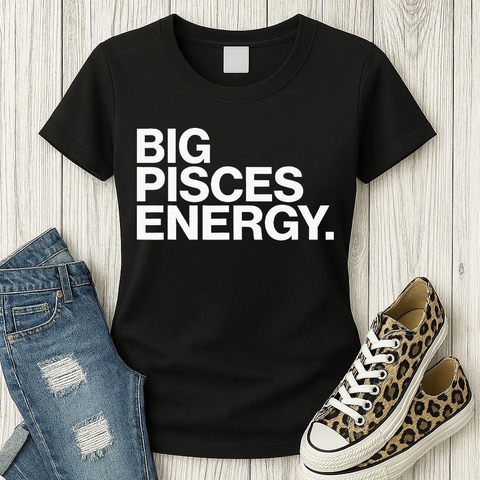 Big Pisces Energy Zodiac Sign Birthday Womens T-Shirt