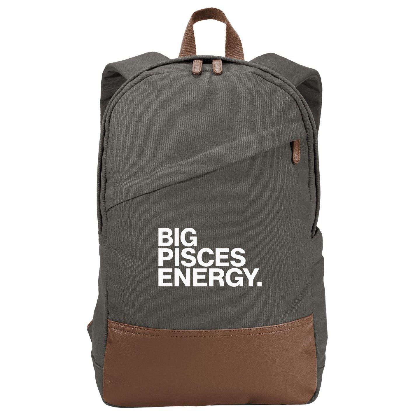 Big Pisces Energy Zodiac Sign Birthday Cotton Canvas Backpack