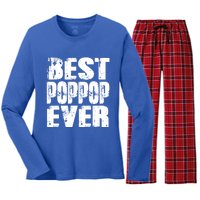 Best Poppop Ever Funny Grandpa Gift Papa Gift Father's Day Funny Gift Women's Long Sleeve Flannel Pajama Set 