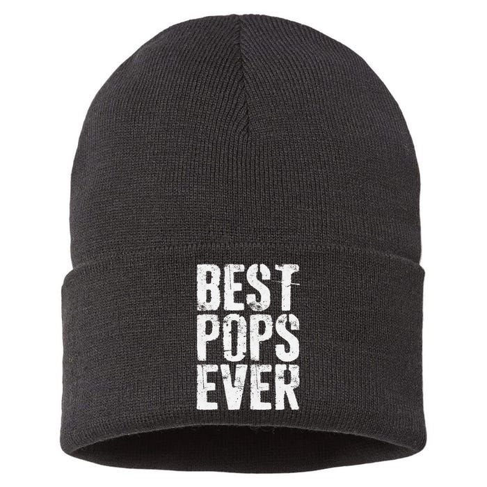 Best Pops Ever Father's Day Grandfather Sustainable Knit Beanie