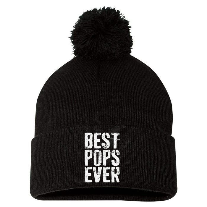 Best Pops Ever Father's Day Grandfather Pom Pom 12in Knit Beanie