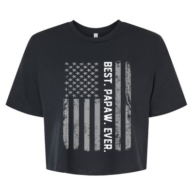 Best Papaw Ever Vintage American Flag Bella+Canvas Jersey Crop Tee